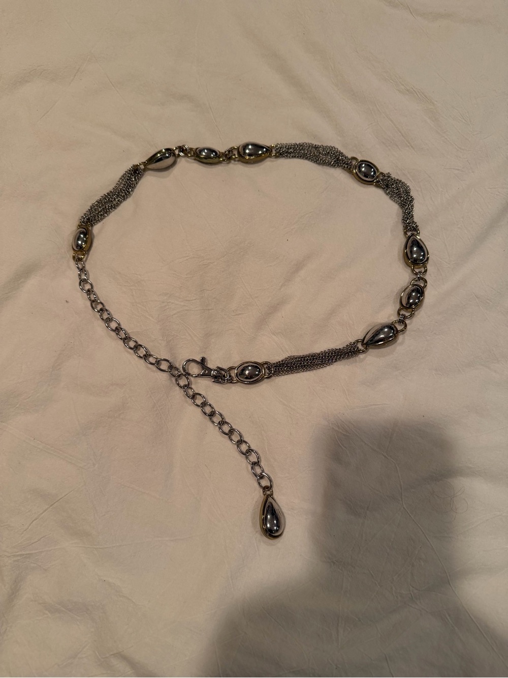 Women’s Silver and Gold Tone Teardrop Chain Belt